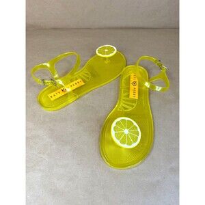 Katy Perry The Geli Yellow Lemon Fruit Jelly Flat Ankle Strap Sandals Size 10